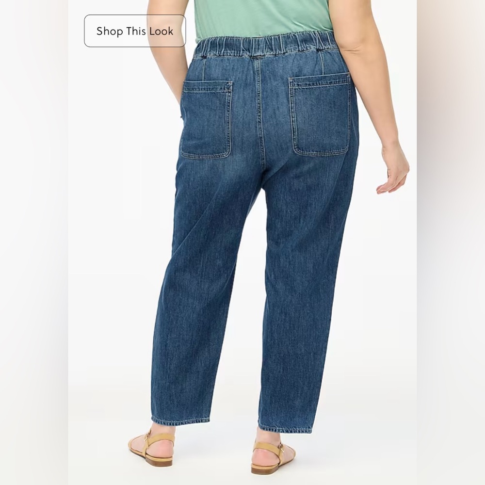 J. Crew Blue Denim Elastic Waste Drawstring Pants/Jeans - Picture 6 of 11